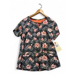 Premiere Floral Short Sleeve Top w/ Pockets Size L